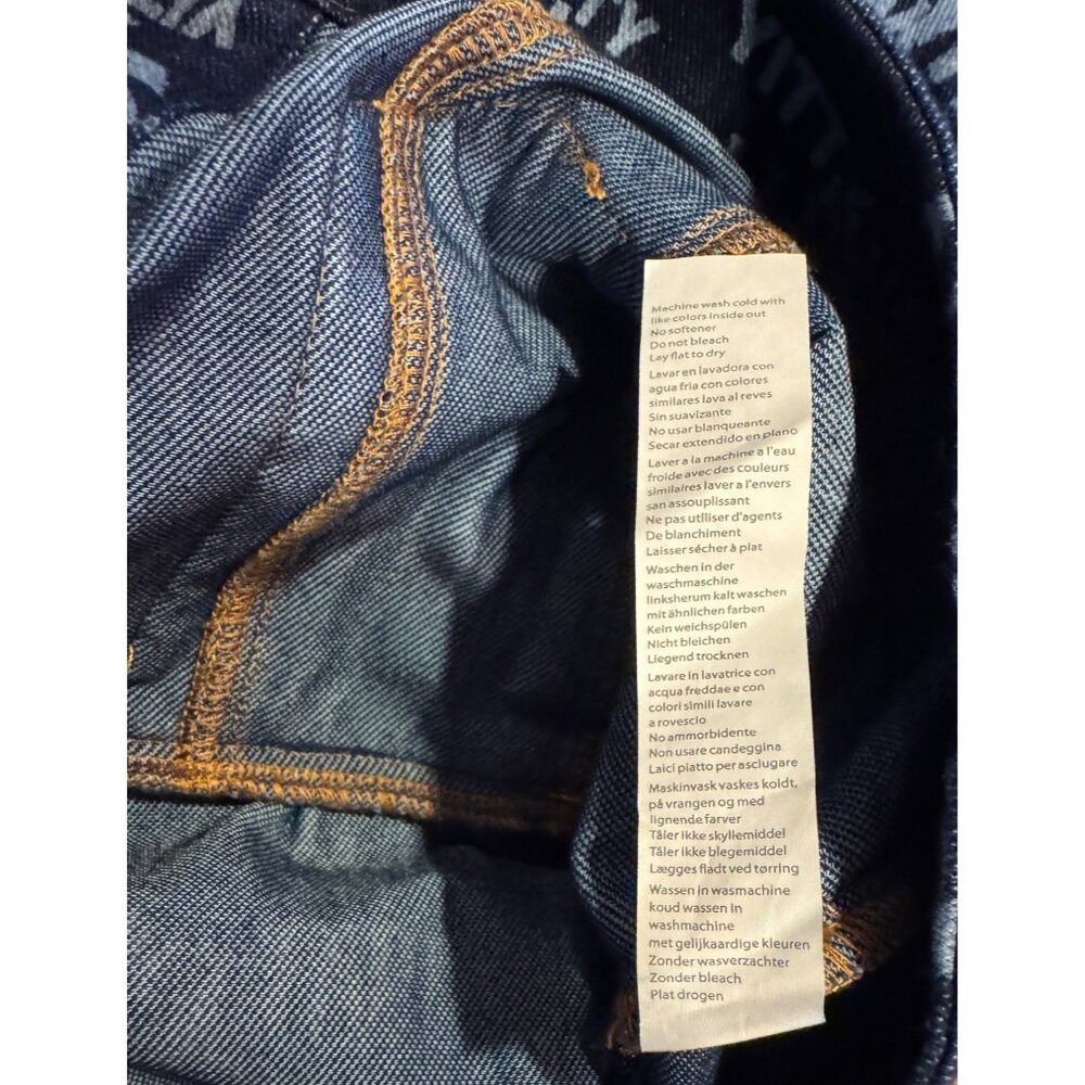 Yitty Womens Cropped Denim Jacket With Allover Logo Print & Button Front - Picture 9 of 12